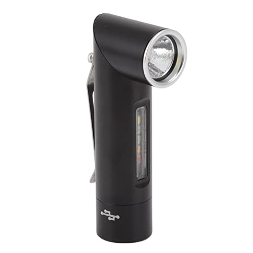 Fockety 500LM 90-Grad-Taschenlampe, 11 Beleuchtungsmodi USB-wiederaufladbare Neigbare Kopf-LED-Taschenlampe mit Clip-Magnetfuß, IPX5 Wasserdichte Aluminium-Taschenlampe von Fockety