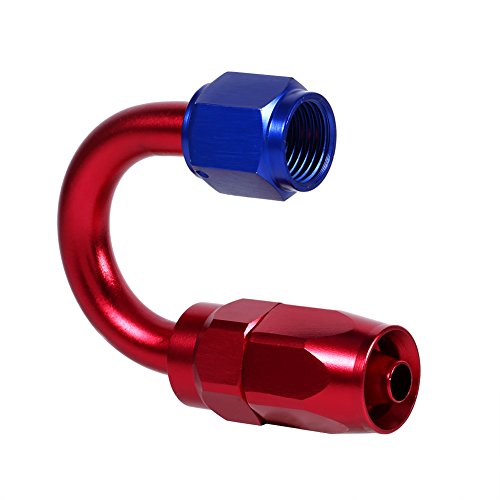 Fockety AN6 Racing Kraftstoffleitungsschlauchendanpassungsadapter Aluminium Poliertes Helles Erscheinungsbild für An-6-Enden Haltbar Blau Rot Geeignet (AN6-180) von Fockety