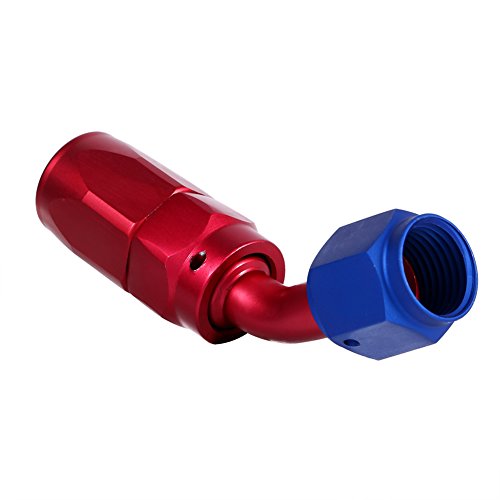 Fockety AN6 Racing Kraftstoffleitungsschlauchendanpassungsadapter Aluminium Poliertes Helles Erscheinungsbild für An-6-Enden Haltbar Blau Rot Geeignet (AN6-45) von Fockety