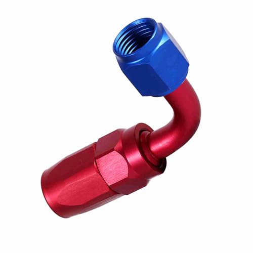 Fockety AN6 Racing Kraftstoffleitungsschlauchendanpassungsadapter Aluminium Poliertes Helles Erscheinungsbild für An-6-Enden Haltbar Blau Rot Geeignet (AN6-90) von Fockety