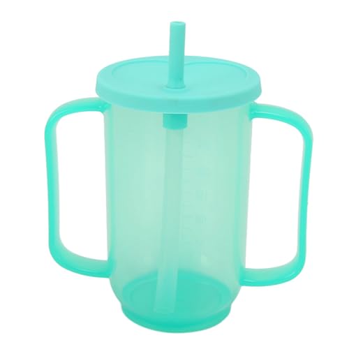 Fockety Adult Sippy Cup, 2 Griffe mit Strohhalm Spill Proof Plastic Cups, Tassen mit Deckel und Spill Proof Straw für ältere Menschen Dysphagie Fockety Adult Sippy Cup, 2 Griffe mit Strohhalm Spill Proof Plastic Cups, Tassen mit Deckel und Spill Proof Straw für ältere Menschen Dysphagie von Fockety