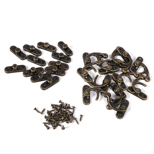 Fockety Antike Metalltextur Holzkasten Hörner Latch Haken mit Schrauben für Vintage -Holzkiste, Schmuckschachtel - 12x Dekorative Hasp Latch (Rechts) von Fockety