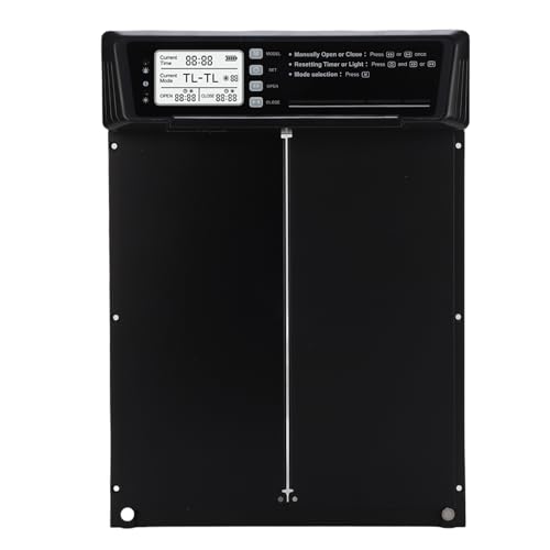 Fockety Automatische Hühnerstalltür, Aluminium-Hühnerstalltür mit Zeitschaltuhr, Lichtsensor und Fernbedienung, 4 Modi, solarbetriebene Hühnerstalltür von Fockety