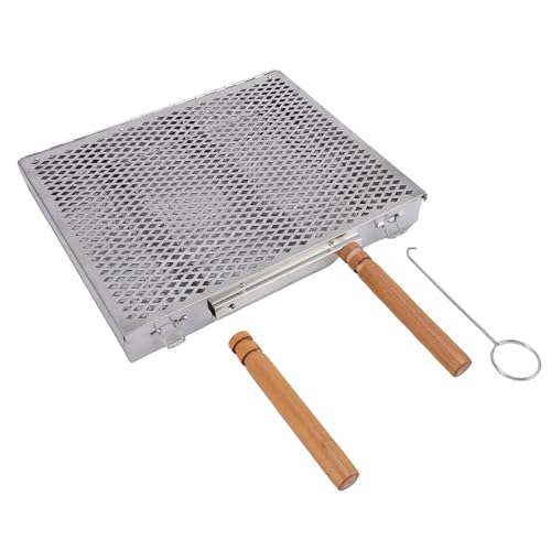 Fockety BBQ-Grillkorb, Tragbarer Rechteckiger Grillkorb aus Edelstahl mit Herausnehmbaren Trennwänden, Feines Netz für Fisch, Gemüse, Garnelen, Steak, Camping-Picknick Im Freien (Doppelgriff) von Fockety