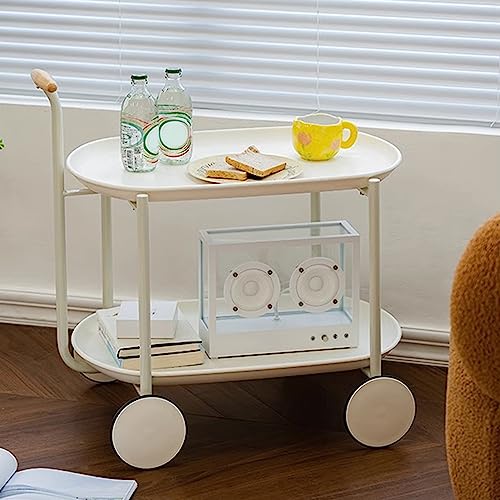 Fockety Beistenattisch, Roller Design Flexible Bewegung Zweistöckiger Sofa Beistenattisch Abs Kunstoffe Anti -Aging -Langlebig Einfach Modisch BehegLicher für Wohnzimmer (White) von Fockety