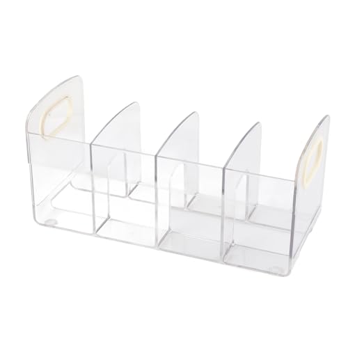 Fockety Desktop-Bücherregal, Mehrere Fächer Hohe Kapazität Transparentes Design Acryl Schreiteil Organisator Bequeme Site Griffe (4 Fach) von Fockety