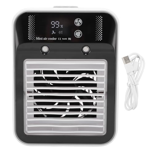 Fockety Desktop -Luftkühler, Tragbare USB -wiederaufladbare Klimaanlage mit Digitalem Display und Nebelbefeuchtung für den Einsatz von Schlafcamping Im Innenbereich Im Innenbereich von Fockety