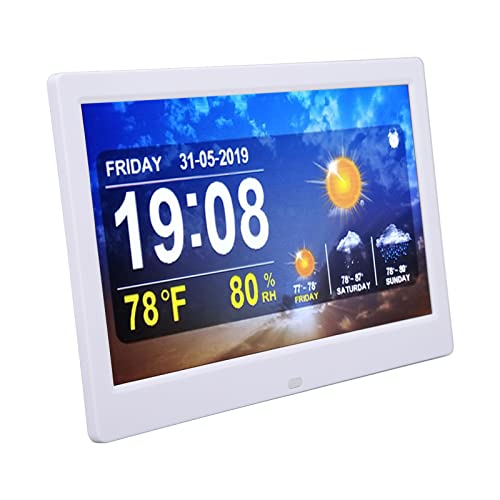 Fockety Digital Atomic Clock, 10inch Farbdisplay Wetterstation Indoor Outdoor Thermometer, WiFi Wireless Temperatur Luftfeuchtigkeit mit Kalender, Auto Dimming, Alarm (EU-Stecker) von Fockety