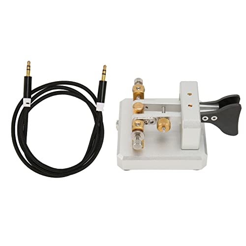 Fockety Doppelpaddel-Moresschlüssel, Edelstahl-Kurzwellenradio-CW-Telegrafie-Schlüssel, Automatischer Tragbarer Gerader Schlüssel Zumlben von Morsen und Kurzwwwwwadio-Kommunikation Lehre (SILVER) von Fockety