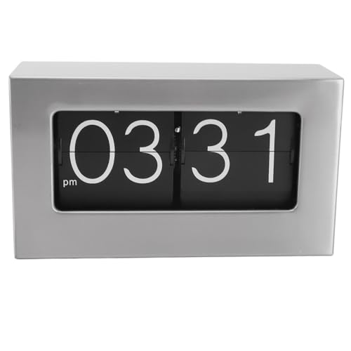 Fockety Flip-Clock, Edelstahl Digitale Klappuhr Retro-Vintage-Uhr mit Klarem Display, Tischuhr Regaluhr Uhr Zum Umblättern von Seiten für Zuhause Wohnzimmer Büro von Fockety