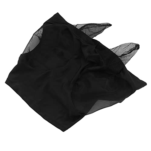 Fockety Florgenmaske, Schmutz, Atmungsaktiv, Dehnbar, Mesh-Perde-Fliegenmaske, Glatt und Elastisch, Hintere Pferdemaske MIT Ohren für (Black) von Fockety