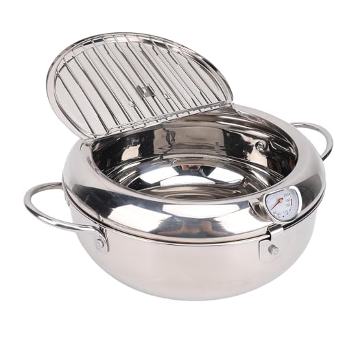 Fockety Frittierfitcyer -Topf, 3,2 -l -Frittiertopf Edelstahltopf mit Ölabfluss, Temperaturregelung und Deckel für Französisch Pommes, Hühnchen Fockety Frittierfitcyer -Topf, 3,2 -l -Frittiertopf Edelstahltopf mit Ölabfluss, Temperaturregelung und Deckel für Französisch Pommes, Hühnchen von Fockety