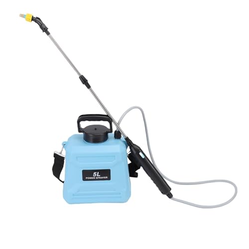 Fockety Gartensprühgerät, 5-Liter-Pumpensprühgerät, batteriebetrieben, Rückensprühgerät mit 3 Sprühgeschwindigkeiten und 3 Sprühdüsen für Hof, Rasen und Garten (Blue) von Fockety