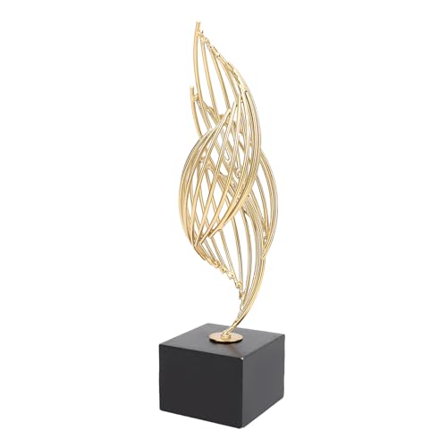 Fockety Gold Moderne Abstrakte Kunstdekoration, Metall Skulptur Eisen Luxus Abstrakte Kunststatue, Dekoratives Tisch Herzstück Ornament für Wohnzimmer Büro Gold TV (Schwarze Basis) von Fockety