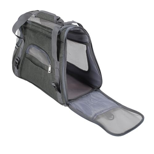 Fockety HAUSTIERTRANSPORTBOX, ZUSIMKENKLAPPBARE KATZENTRANSPORTBOX MIT WICHEN Seiten, Tragbare -Hundetransportbox MIT Jungtivem Netz und Schultergurt für KLEeine Hunde und Katzen (Green) von Fockety