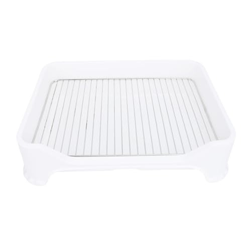 Fockety Halter für Hunde-PIPI-Pads, Hundetoilette für den Innenbereich mit Edelstahlgitter, Netz-Trainingstoilette für kleine und mittelgroße Hunde, Haustiertoilette, 48,9 x 32,5 cm (Cremeweiß) von Fockety