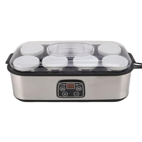 Fockety Joghurtbereiter, griechischer Joghurtbereiter mit konstanter Temperaturregelung und Zeitsteuerung, probiotischer Joghurtbereiter mit acht 6-Unzen-Glasbehältern (EU -Stecker 220 V) von Fockety