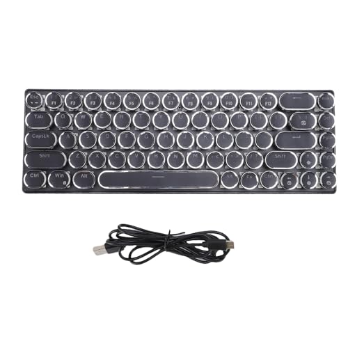 Fockety Kabelgebundene mechanische Tastatur, 68 Tasten, RGB-Hintergrundbeleuchtung, Gaming-Tastatur mit blauem Schalter, Computertastatur im Schreibmaschinenstil für PC, Desktop (Black) von Fockety