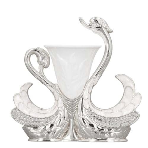 Fockety Kaffee-Dessertlöhel-Gabel-Set, Schwanensockelhalter, Geschaum (SILVER) von Fockety