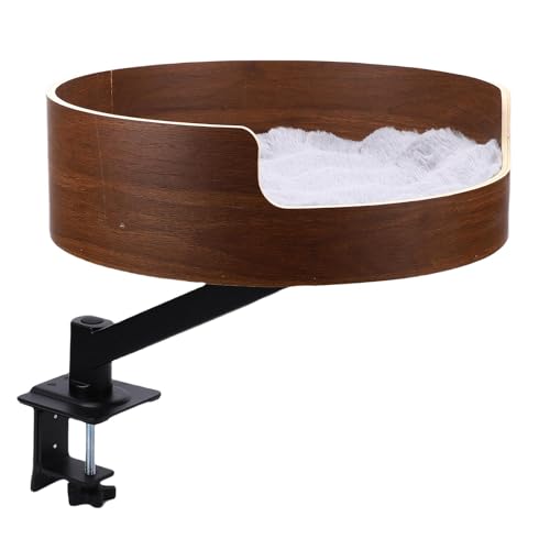 Fockety Katzenschreibtischbett, 360 ° Rotierende Einstellbare Schreibtisch Katzenbett Hebebare Runde Form Desktop Cat Hängematte Perch Schreibtisch Katze für Home Office, Unterstützung von Fockety