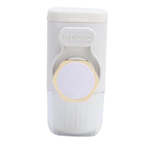Fockety Kleine Reisekaffeemaschine, Manuell Betriebene Kaffeemaschine Handheld -Kaffeemaschine mit Gemahlenen Kaffeekapseln für Reisecampinghaus (WHITE) von Fockety