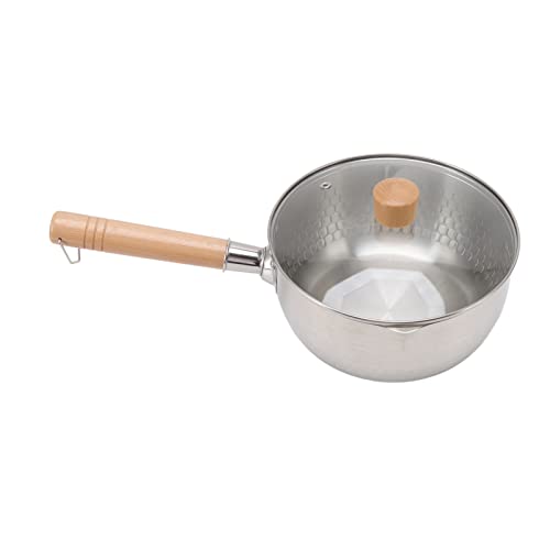 Fockety Kochtopf, Traditioneller Japanischer, Antiwhaftbeschichteter, Langlebiger Edelstahl-Saucentopf, Milchtopf, Ideales MIT-Deckel und Holzgriff für Ramen, Tempura, Milch, Milch von Fockety