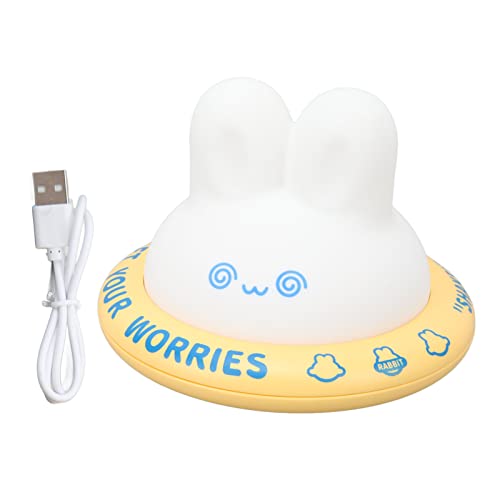 Fockety Nachtlich, 3 Helligitesstufen Warmes Licht Weiches Silikon Hasenlampe Kein Stroboskop Interaktive Touch-STEUERUNG USB-Ladung Zeitgesteuerte Abschaltung Baby Nachtlicht (YELLOW) von Fockety