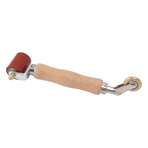 Fockety Nahtroller, 9in Silikon Nahtroller Mit Messsingrad Holzgriff Roller, Glättung Werkzug, Tapete Flache Naht Roller für PVC, TPO, EPDM Single -Ply -Dachbandklebeband (Rot) von Fockety