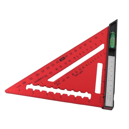 Fockety Rafter Square, 7 Zoll Aluminiumlegierung Polierte Oberfläche Präzise Skalierung EingenBaute Magnete Quadrat Abnehmbare Kurze Lineal (Rot) von Fockety