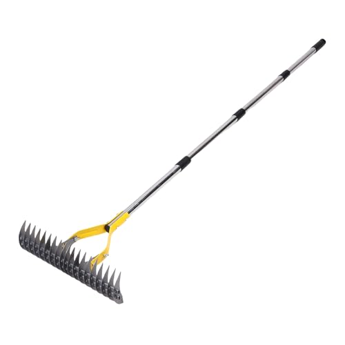 Fockety Rechen für Rasen, 15 Zoll Metall-Gartenrechen mit ergonomischem Edelstahlgriff, Laubrechen mit Rutschfester Gummibeschichtung zum Auflockern von Erde Fockety Rechen für Rasen, 15 Zoll Metall-Gartenrechen mit ergonomischem Edelstahlgriff, Laubrechen mit Rutschfester Gummibeschichtung zum Auflockern von Erde von Fockety