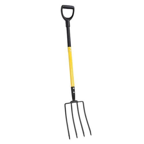 Fockety Robuste Gartengabel zum Graben, 4-zinkige Heugabel mit ergonomischem Griff, 116 cm lang. Zum Ausheben von Blumenzwiebeln, Umpflanzen und Umsetzen von Kompost von Fockety