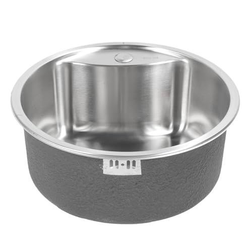 Fockety Runde Bar Spüle, 304 Edelstahl 17,72 Zoll Single Bowl Kitchen Spüle, RV kleine Spülen mit Abflussrohr, für RV Küche Bar Waschraum von Fockety