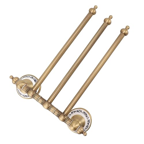 Fockety Schwenkbarer Handtuchhalter, 15 -Zoll -Vintage Handtuch Bar Wand MONTIERT BAD Handtuchhalter, Messing für Küche, 180 ° Rotation FALZSPAREN (Drei Stangen) von Fockety