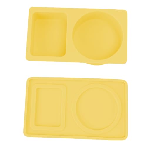 Fockety Silikon Wiederverwendbare Snackbehälter mit Deckel, 2 PCs Doppelkompartiment Snackboxbehälter, Faltbare Divided Lebensmittel Lagerbehälter Sauce Tassen für die Schule (YELLOW) von Fockety