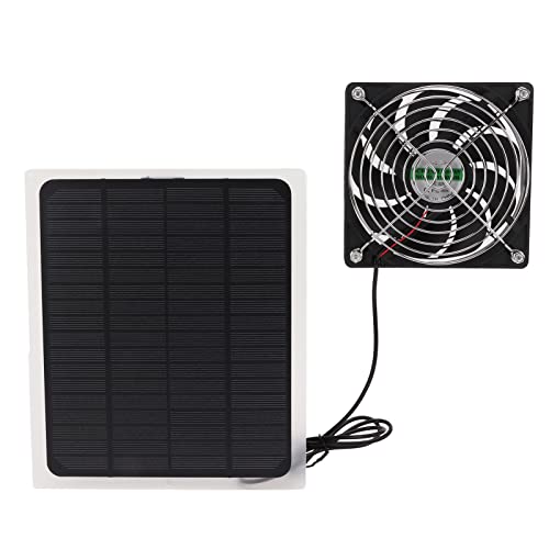 Fockety Solarmodul-Lüfter-Kit, 10 W USB 5 V/DC 18 V, wasserdichtes Solar-Lüfter-Kit, Outdoor-Solar-Abluftventilator mit 197 cm Kabel für Gewächshaus, Hühnerstall, Schuppen, Haustierhaus, Fensterabzug von Fockety