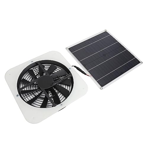 Fockety Solarpanel Biebener Ventilator, 100W Fauterfester Solarabzugsventilator Mit Schutzgitter, Solarpanel -Beatmungsgerät Bausatz, Solarventilator für Hühnererställe, Gewächshäuser, Schuppe (WHITE) von Fockety