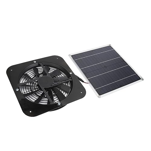 Fockety Solarpanel Biebener Ventilator, 100W Fauterfester Solarabzugsventilator Mit Schutzgitter, Solarpanel -Beatmungsgerät Bausatz, Solarventilator für Hühnererställe, Gewächshäuser, Schuppe (BLACK) von Fockety
