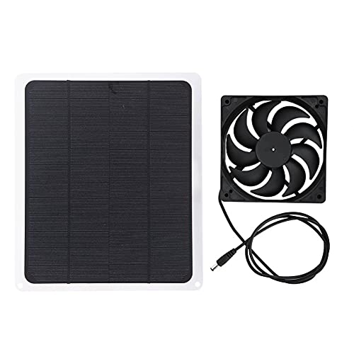Fockety Solarpanel-Lüfter-Kit, 10 W 12 V 800 mA Einzellüfter Solarpanel-betriebener Lüfter USB-Ausgang Solar-Abluftventilator für Schuppen-Gewächshaus-Hund-Huhn-Haus-Fenster-Abluft-Auto-Belüftung von Fockety