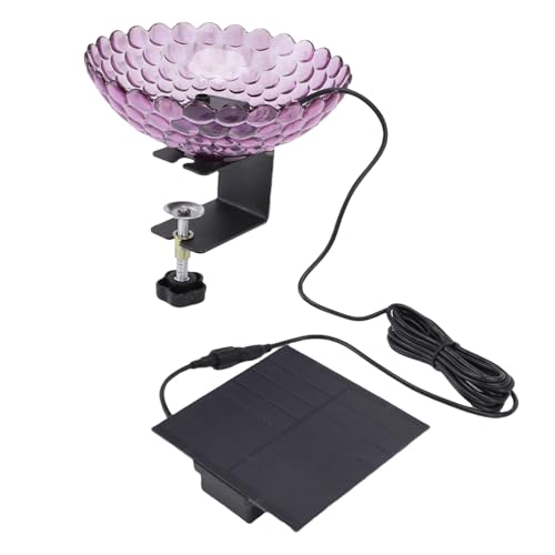Fockety Solarvogelbadbrunnen, Deck Montiert Verstellbare Klemme mit Stabiler Plastikschale für Garten Im Freien Garten Rasenflächen Vogelhäuschen (PURPLE) von Fockety