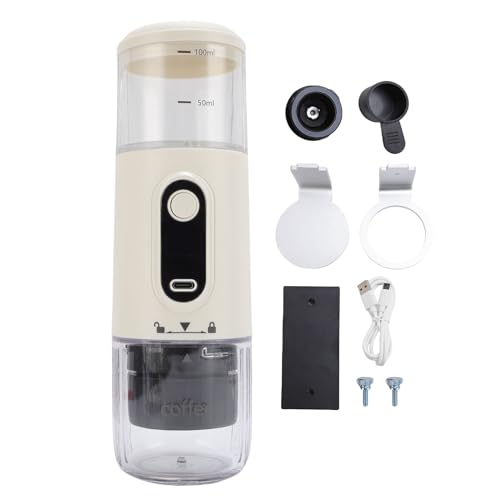 Fockety Tragbare Kaffeemaschine, Schnurlose Espressomaschine mit Wiederaufladbarem 2500 -mAh - und Premium -ABS -Material für Kaffeekapseln und Gelände, Ideal für das Reisebüro (WHITE) von Fockety