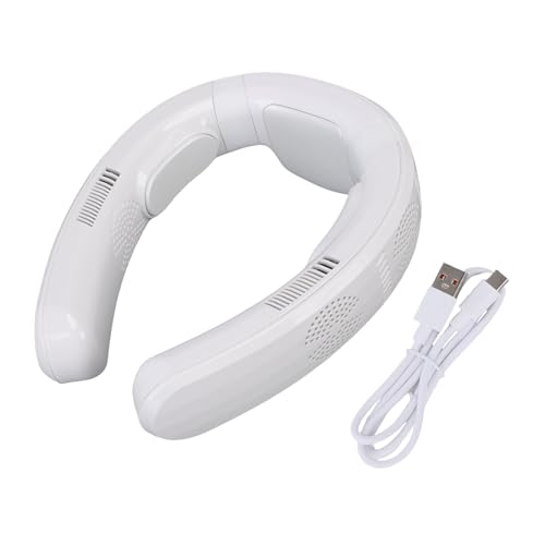 Fockety Tragbarer Nackenventilator, Kühlung und Erhitzen Dual -Gebrauch 3 Geschwindigkeiten Halbleiter Ruhiger Leichter Tragbarer Lüfter mit 7000 -mAh -Batterie für Strandcamping (WHITE) von Fockety