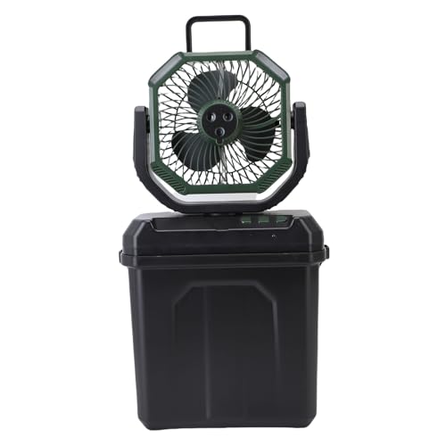 Fockety Tragbarer Nebelventilator, Kühlspray Campingventilator mit LED Licht, 6 Liter Eimer, 4 stufige Fernbedienung, USB Akku, Notladegriff, drehbar von Fockety