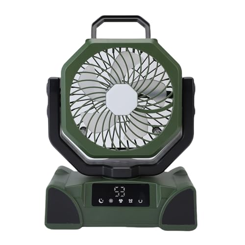 Fockety Tragbarer Ventilator, wiederaufladbar, batteriebetriebener Ventilator mit 20000 mAh, LED-Licht Fernbedienung, 4 einstellbare Geschwindigkeiten ziemlich kabelloser (F14 grün) von Fockety