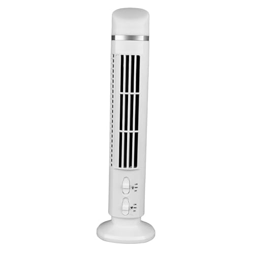 Fockety Turmventilator, 90 Grad Oszillierender USB tragbarer Kleiner Tischventilator mit Nachtlicht, 13 Zoll persönlicher Ventilator, Leise Kühlung, Blattloser Tischventilator für (WHITE) von Fockety