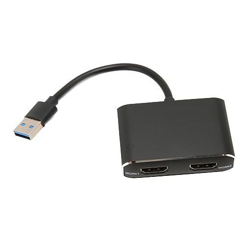 Fockety USB 3.0 auf Dual HDMI Adapter, Externe Video Grafikkarte, HDMI Dual Display Adapter, 1920 X 1080P, 5 Gbit/s, USB C Splitter, 2 Monitore, Erweiterte Anzeige für PC und von Fockety