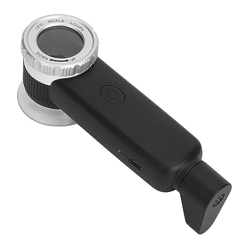 Fockety Vergrößenungsglas, 30x Doppelschichtige Linsen Genau Abbildung Beleuchtlupe 3-Farben-Beleiltung USB Wedenerafladbar USB-Lupe MIT Multifunklesklinge von Fockety