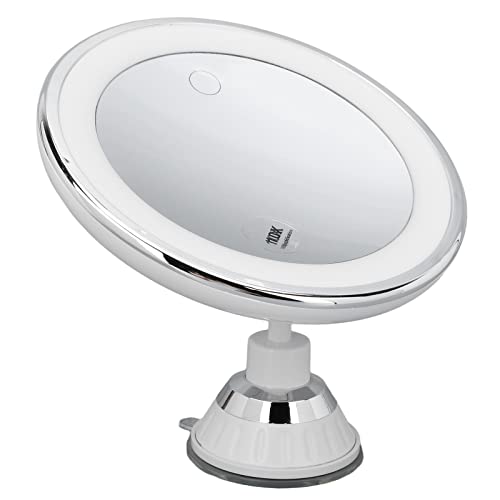 Fockety Vergrößerungsspiegel mit Licht, Beleuchteter Schminkspiegel mit 10-facher Vergrößerung und Saugnapf, Dimmbare 3-Farben-Aufhellung, Kosmetikspiegel mit Vergrößerung für Badezimmer Fockety Vergrößerungsspiegel mit Licht, Beleuchteter Schminkspiegel mit 10-facher Vergrößerung und Saugnapf, Dimmbare 3-Farben-Aufhellung, Kosmetikspiegel mit Vergrößerung für Badezimmer von Fockety