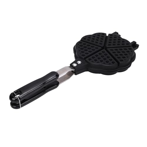 Fockety Waffeleisen, 6,3 x 14,2 Zoll, zweiteiliges, nicht elektrisches Waffeleisen mit Scharnier, antihaftbeschichtete Waffelpfanne aus Aluminiumlegierung für die Familie von Fockety