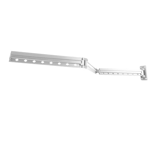 Fockety Wandmontierter Kleiderbüständer, Ausziehbarer, Zusammenklappbarer Wäscheständer aus Aluminium mit Winddichtem (SILVER) von Fockety