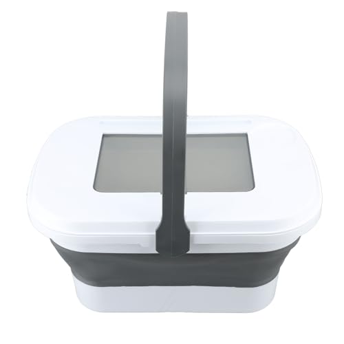 Fockety Zusammenklappbarer Picknickkorb, Multifungionaler, Faltbarer, Tragbarer Campingkorb MIT Tisch, Deckel und Griffen, Wasserdichter, Plaszspparender Aufbewahrungsbeschulter (White) von Fockety